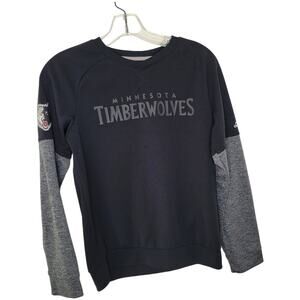 Adidas Minnesota Timberwolves Long Sleeve Tee Technical Black NBA Kids Medium